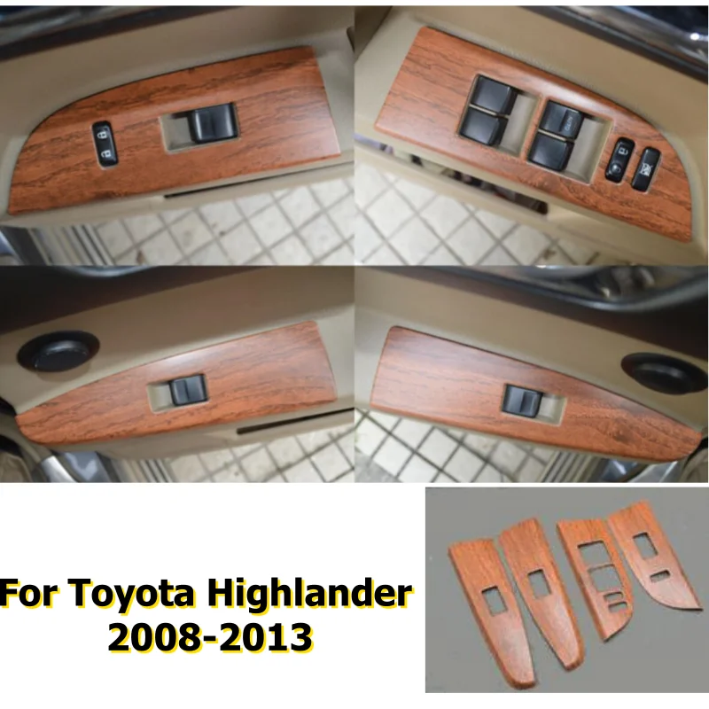 

Wood Grain Window Lift Panel Switch Cover Trim For Toyota Highlander 2008-2013