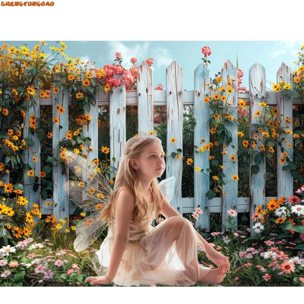 Spring Garden Scenery Photography Backdrop Green Grass Floral Flower Wedding Bridal Shower Portrait Photocall Background