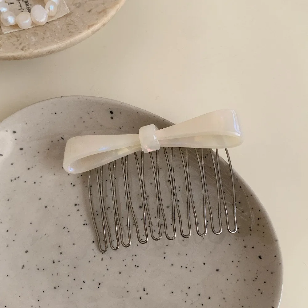 

Teeth Acetic Acid Bow Hair Comb Fixed Combs Barrettes Bowknot Hairpin Korean Style Headwear Styling Tool Anti Slip Bangs Clip