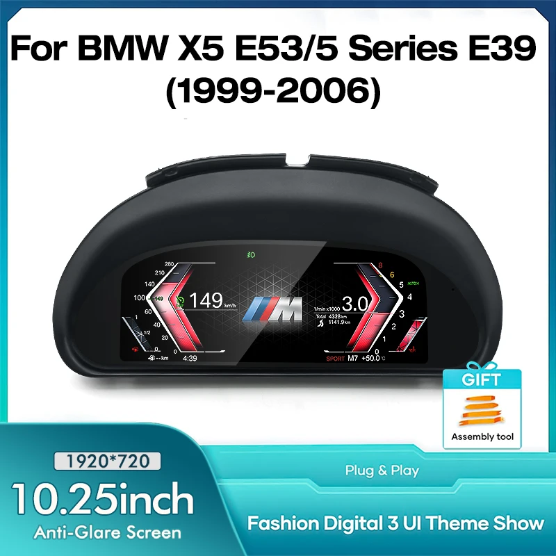 STWEI LCD Digital Cluster Virtual Cockpit Instrument for BMW X5 E53 E39 1999-2006 Speedometer 10.25