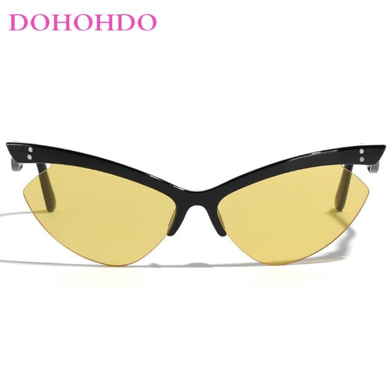 DOHOHDO Vintage Punk Cat Eye Sunglasses Men Women 2024 Trendy Retro Small Frame Sun Glasses Y2k Sports Sunglass Outdoors UV400