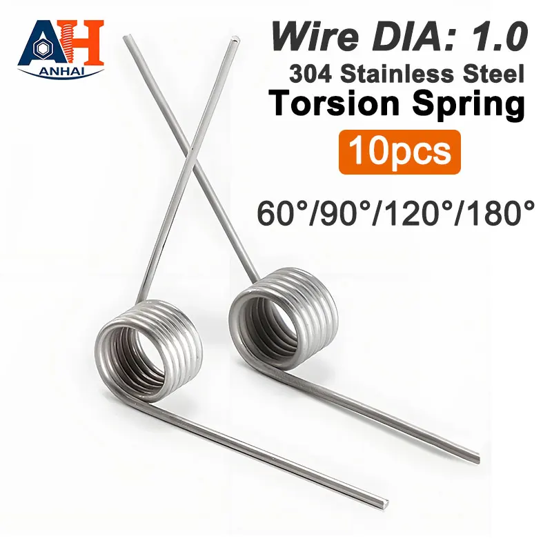 10PCS Wire Diameter1.0mm V Type Torsion Springs 304 Stainless Steel Angle 60 90 120 180 Degrees Torque Angle Buffer Springs