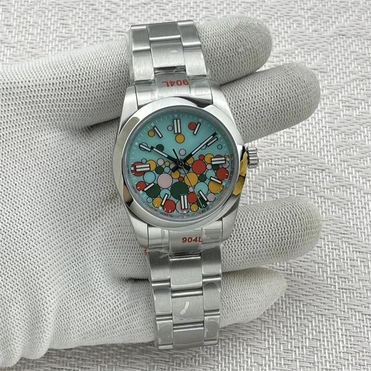 Men's and Women's Watches 36mm Color Bubble Watch NH35 Mechanical Watch Sapphire Glass Waterproof Watch Precision Steel NEW DIY