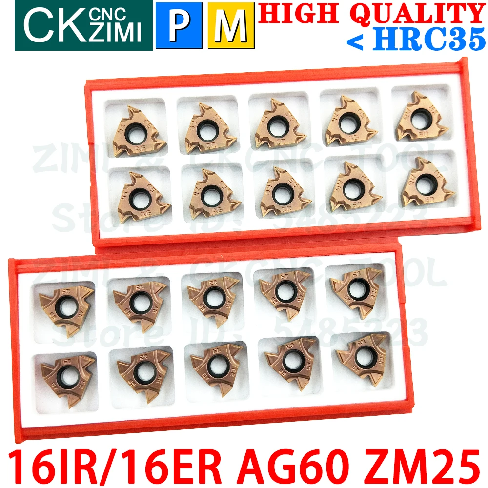 16IR AG60 ZM25 16ER AG60 ZM25 Insertos de carburo de Insertos de torneado roscados de rosca externa interna Herramientas Herramientas de torno de metal 16IR/16ER AG 60 para portaherramientas de rosca SNL SNR SER SEL