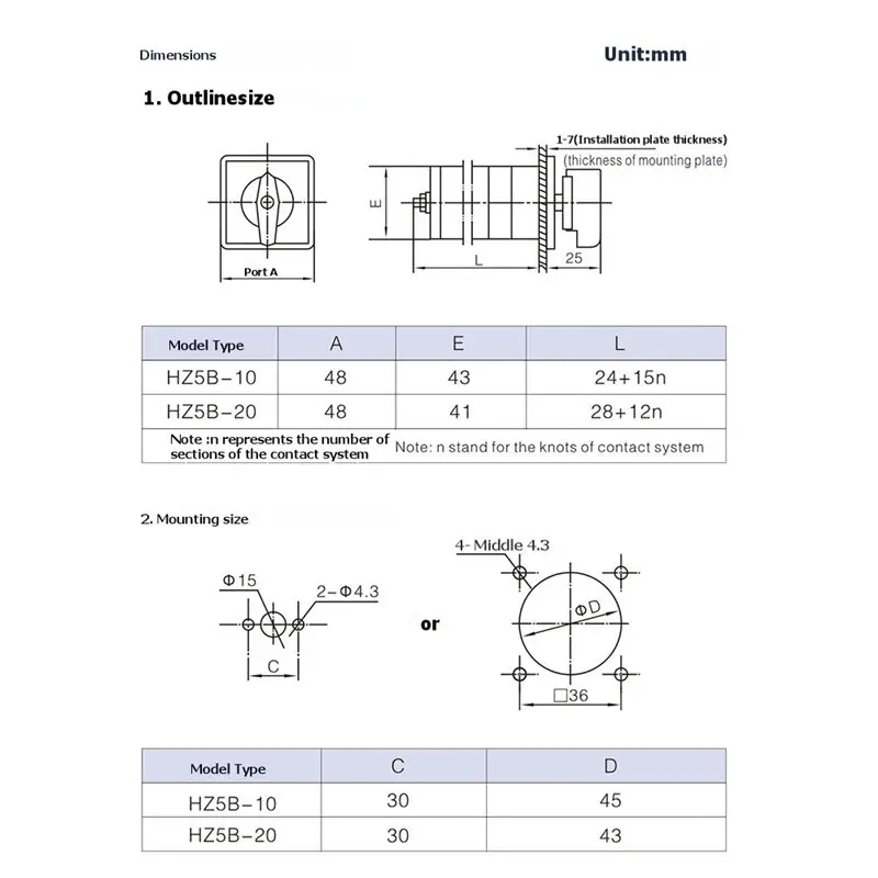 Changeover Switch HZ5B-20/3 Universal Changeover Switches 20A 3 Poles 3 Positon Control Dual Power-AA26
