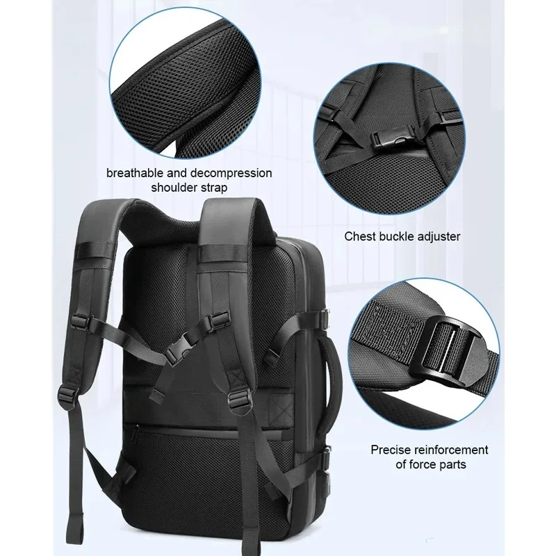 Large Capacity Expandable Airbag Backpack for Men 15.6 Inch Waterproof Laptop Backpack Vacuum storage Travel Backpacking