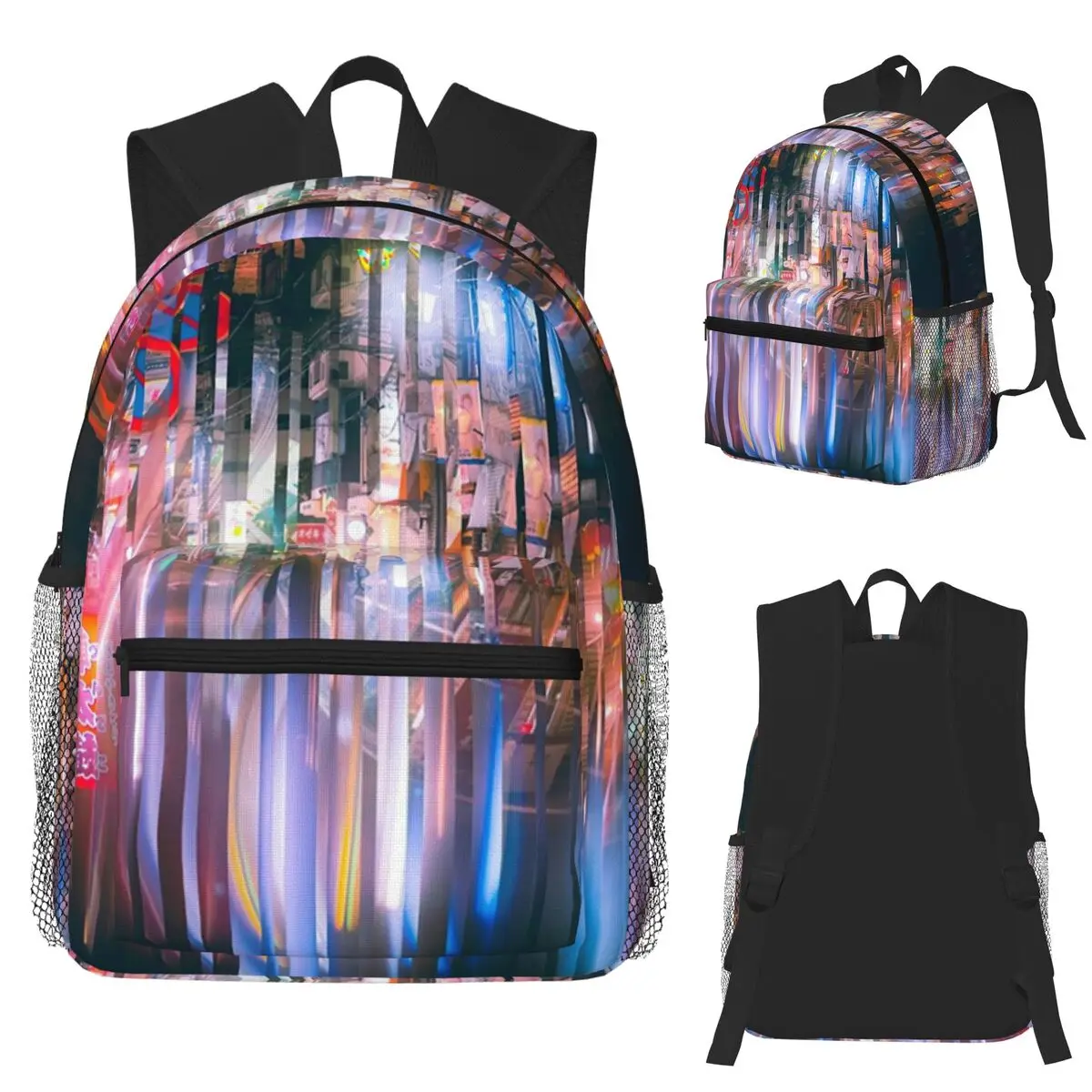 

Tokyo Japan Cyberpunk Futuristic Neon Shimokitazawa Student Backpack School Bag Hiking Travel Daypack Bookbag Shoulder Bags