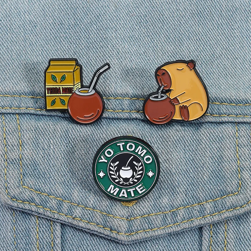 3Pcs cartoon Capybara Enamel Pins Cute Animal Meme Brooches South American Culture Lapel Badge Gift