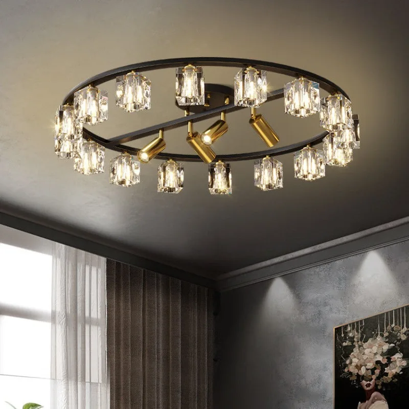 

Современный минималистичный хрустальный потолочный светильник из твердой латуни: прожектор в комплекте освещение для гостиной, столовой, кабинета, спальни