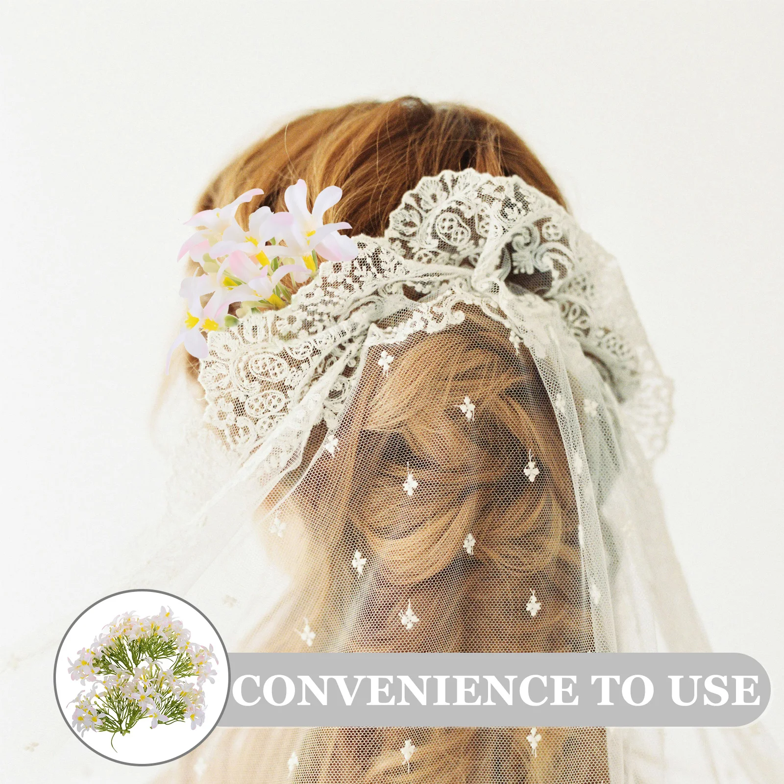 

10 Pcs Artificial Lily Flowers Bouquet Fake Floral Arrangement Bridal Hair Accessories for Wedding Party Stage Performance Bulk