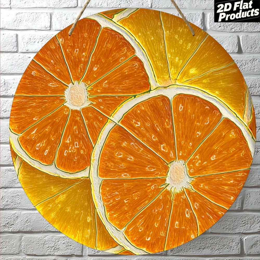 Modern Orange Aluminum Wall Art 12 Inch Waterproof Durable Decor For Kitchen Bar Cafe Living Room Office Home
