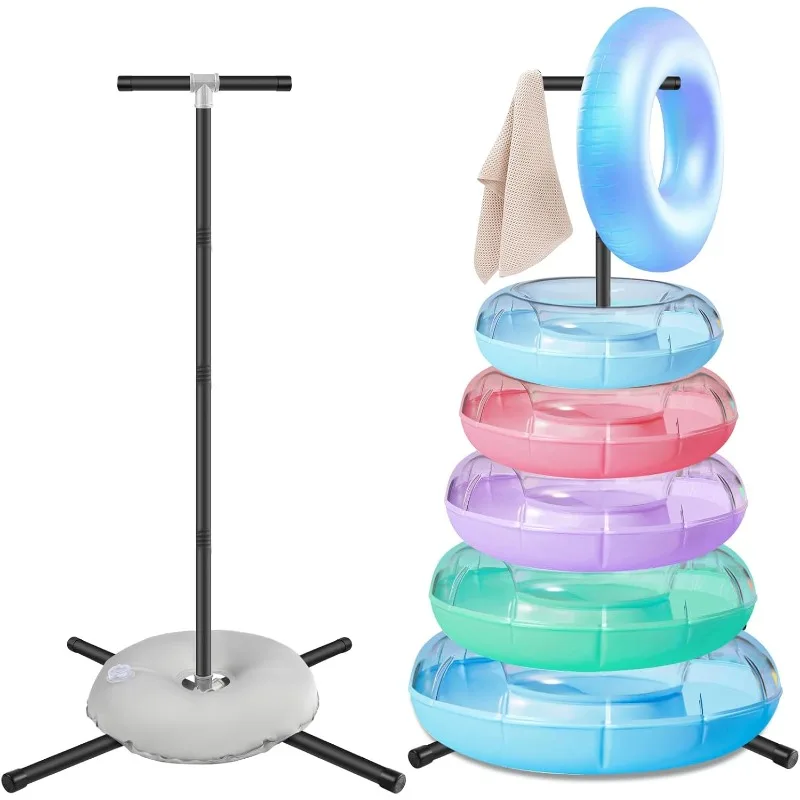 

2 Pack Metal Pool Float Storage Rack, 65" x 34.5" Large Pool Float Holder, Pool Storage Organizer with Water Weight Bags for Swi