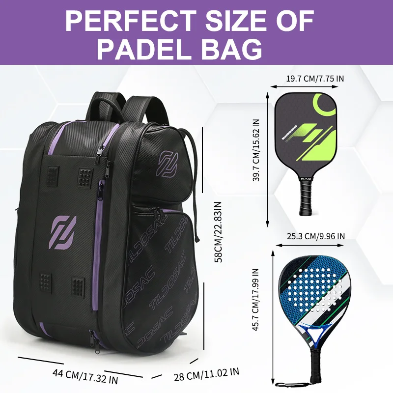 Detachable Multifunctional Pickball Racket Bag, Badminton Racket Bag Tennis Bag Large Capacity Spacious Comfort Outdoor Backpack