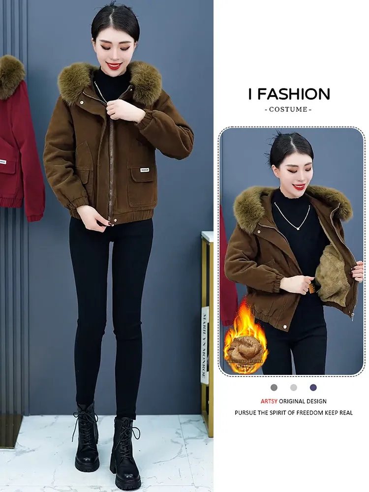 

Women's Fce Lined Thiened ort Jaet Casual Sle Winter Warm Cotton Coat Sli Slimming Cact Size Commute Friendly