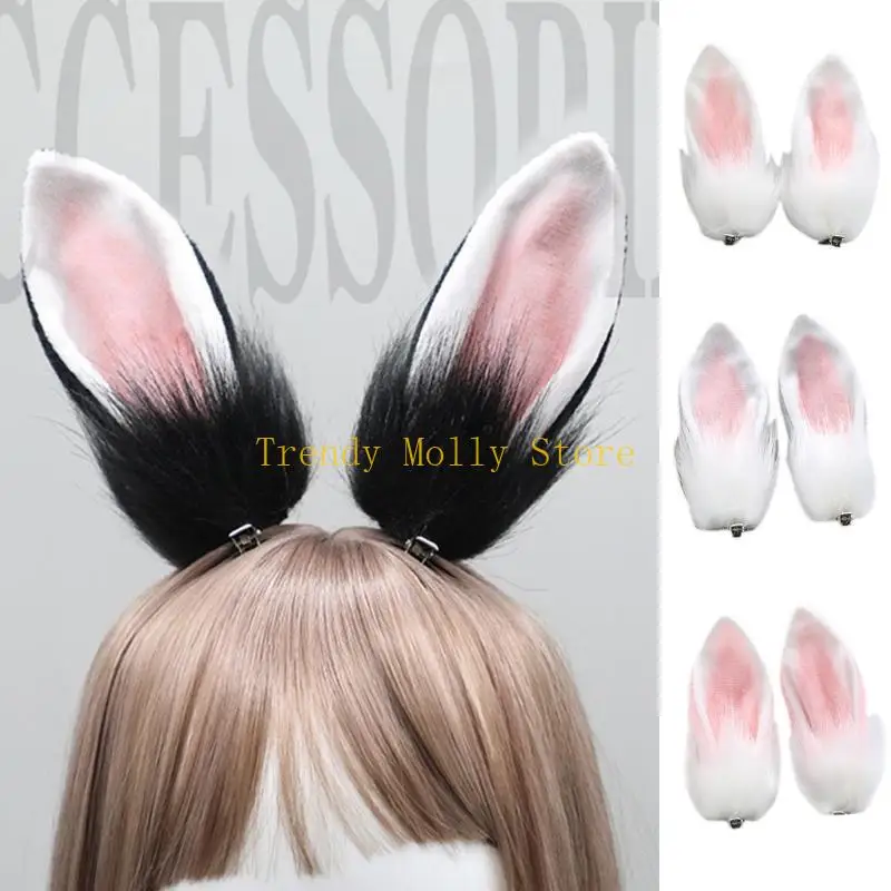 N5KB 코스프레 토끼 귀 오리 빌 헤어 클립 애니메이션 헤어 핀 헤드 드레스 고딕 헤어 클립