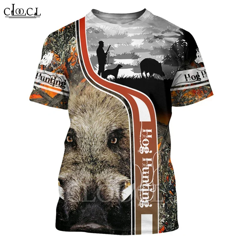 CLOOCL 2021 Summer Men T Shirt 3D Print Wild Boar Hunting Camo T-Shirts Harajuku Casual Short Sleeve Tee Shirts Unisex Cool Tops