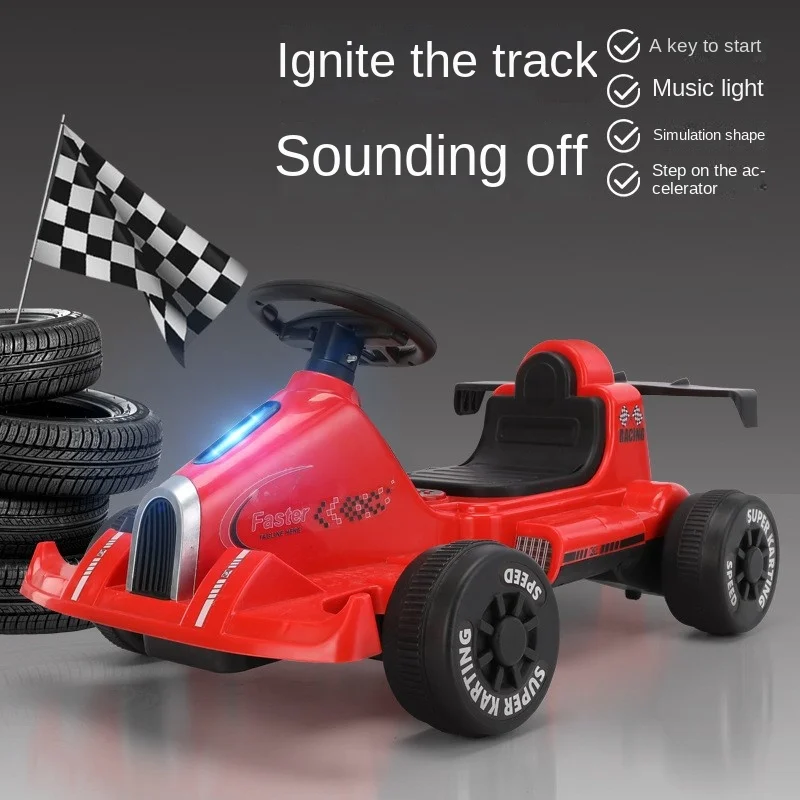 Cooya-small electric kart for children, four-wheel car, baby drift toy, red, can sit, remote control, dual drive, new