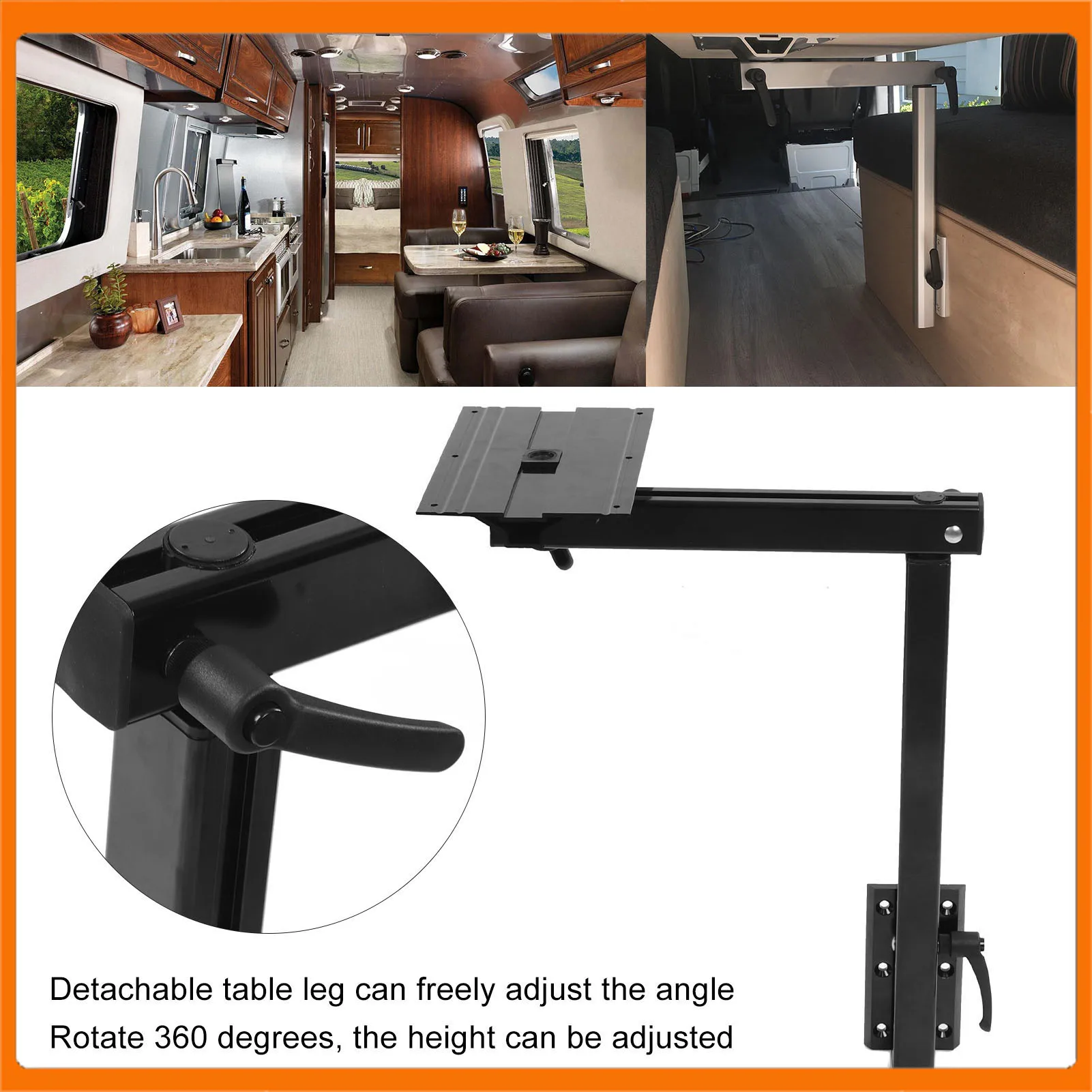 

360° Rotation Smooth Appearance with Bracket for Motorhome RV Table Leg Base Mount Rust Proof Table Leg Bracket Strong Strength