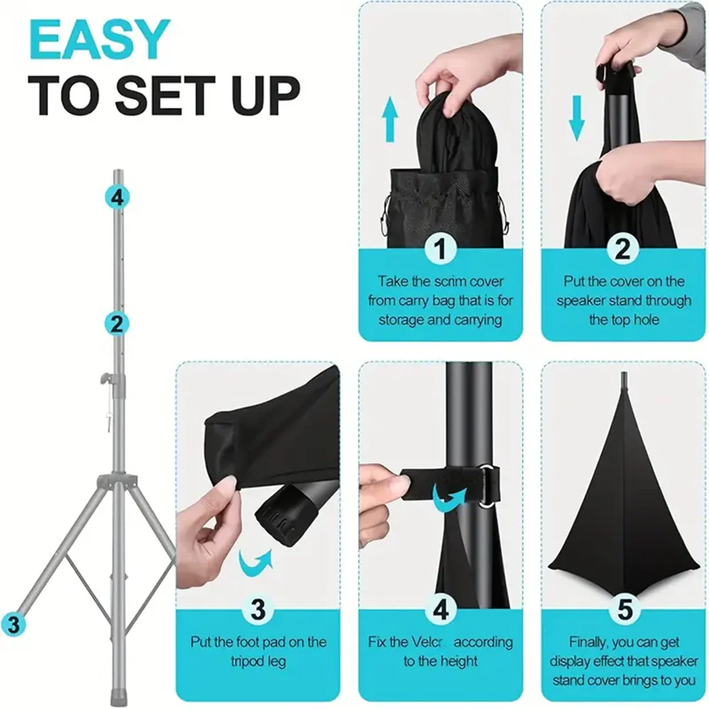 غطاء حامل مكبر الصوت، تنورة حامل ثلاثي القوائم، حامل مكبر الصوت DJ، غطاء ثلاثي القوائم، تغطية 360 درجة #2