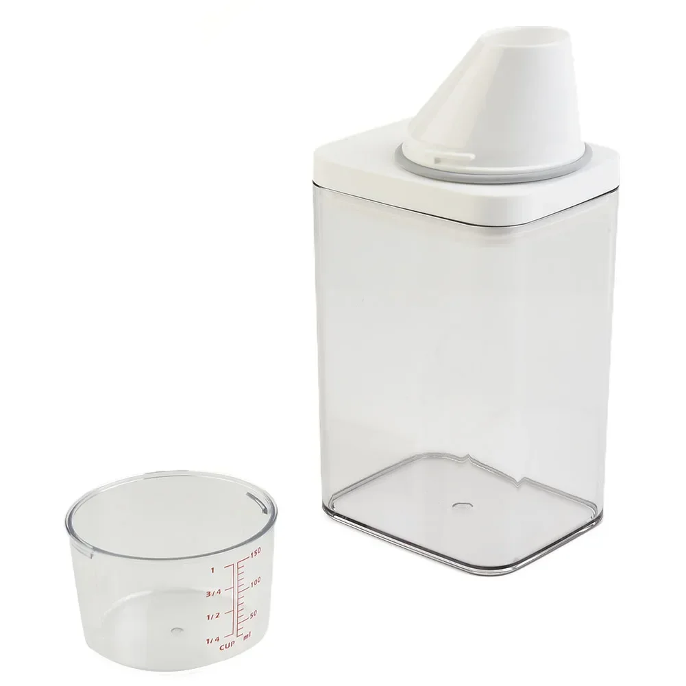 Airtight Laundry Detergent Dispenser Powder Storage Box Silicone Seal Clear Washing Powder Liquid Container With Lids Jar