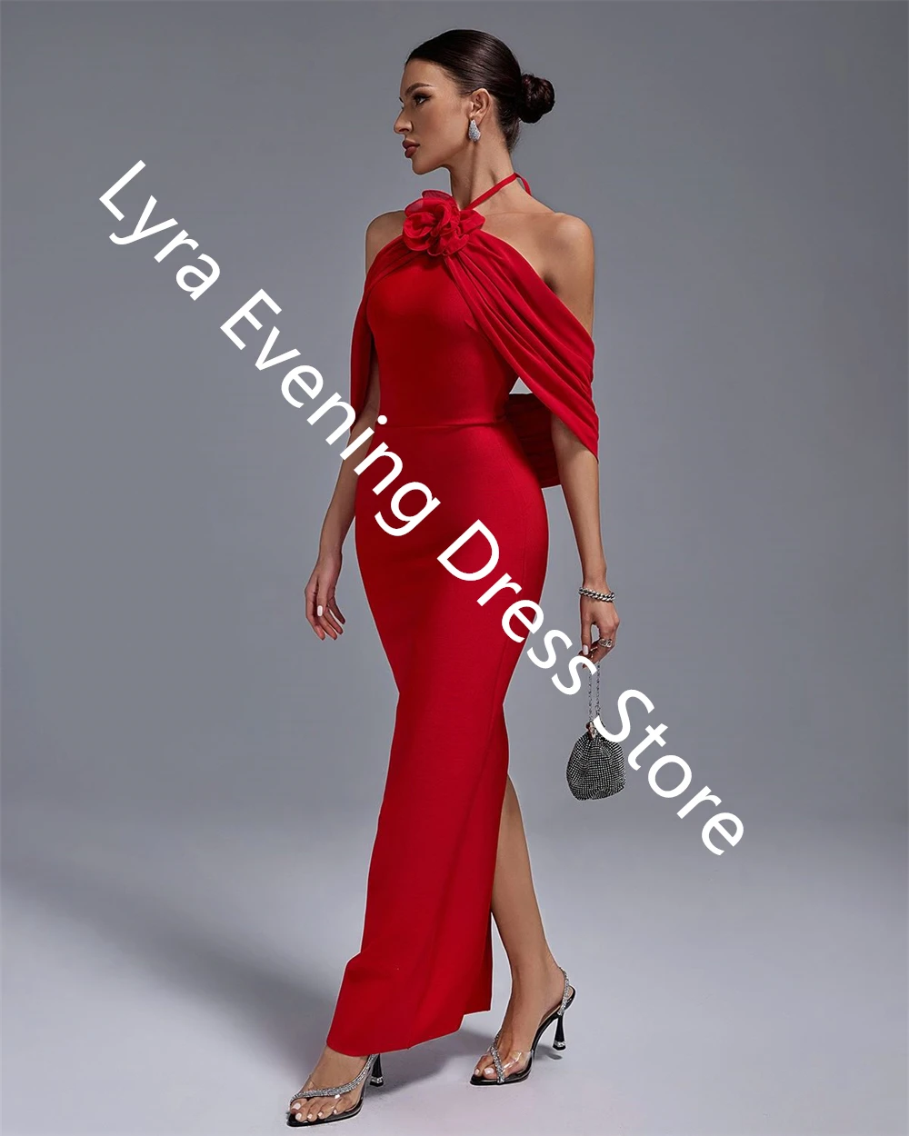 Robe de soirée en Satin rouge, personnalisée, exquise, épaules dénudées, sans manches, robes de célébrité, mode fête de mariée