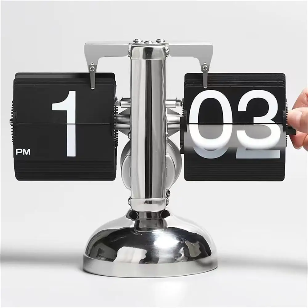 Mordern Style Flip Clock Turning Page Time for Home Desktop Decor with Full of Sense of Technology Home Decor Christmas Gifts