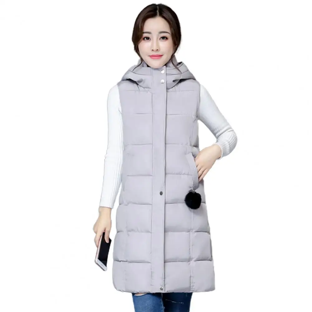 Women Vest Padded Cotton Down Autumn Winter Elegant Thick Warm Long Vest for Daily Wear