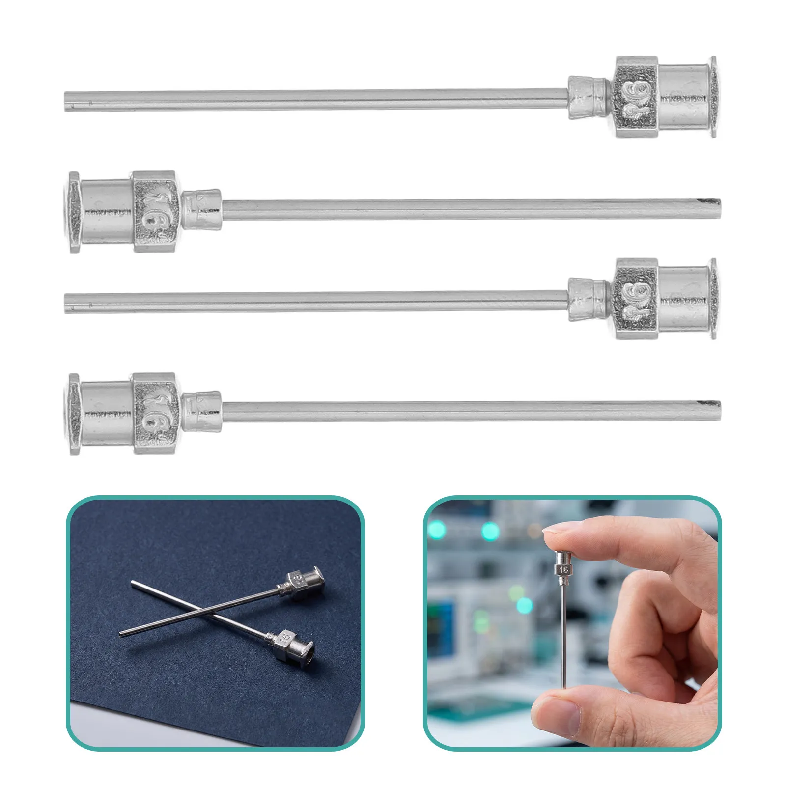 12Pcs Stainless Steel Dispensing Blunt Needles 16G Luer Lock Precision Glue Ink Refill Lab Industrial Adhesive Application Tips