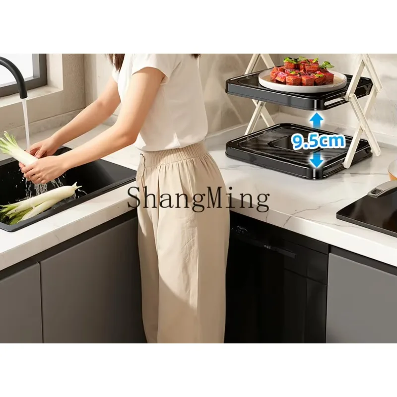 CLL kitchen preparation rack foldable multi-layer countertop side dish multi-functional storage artifact