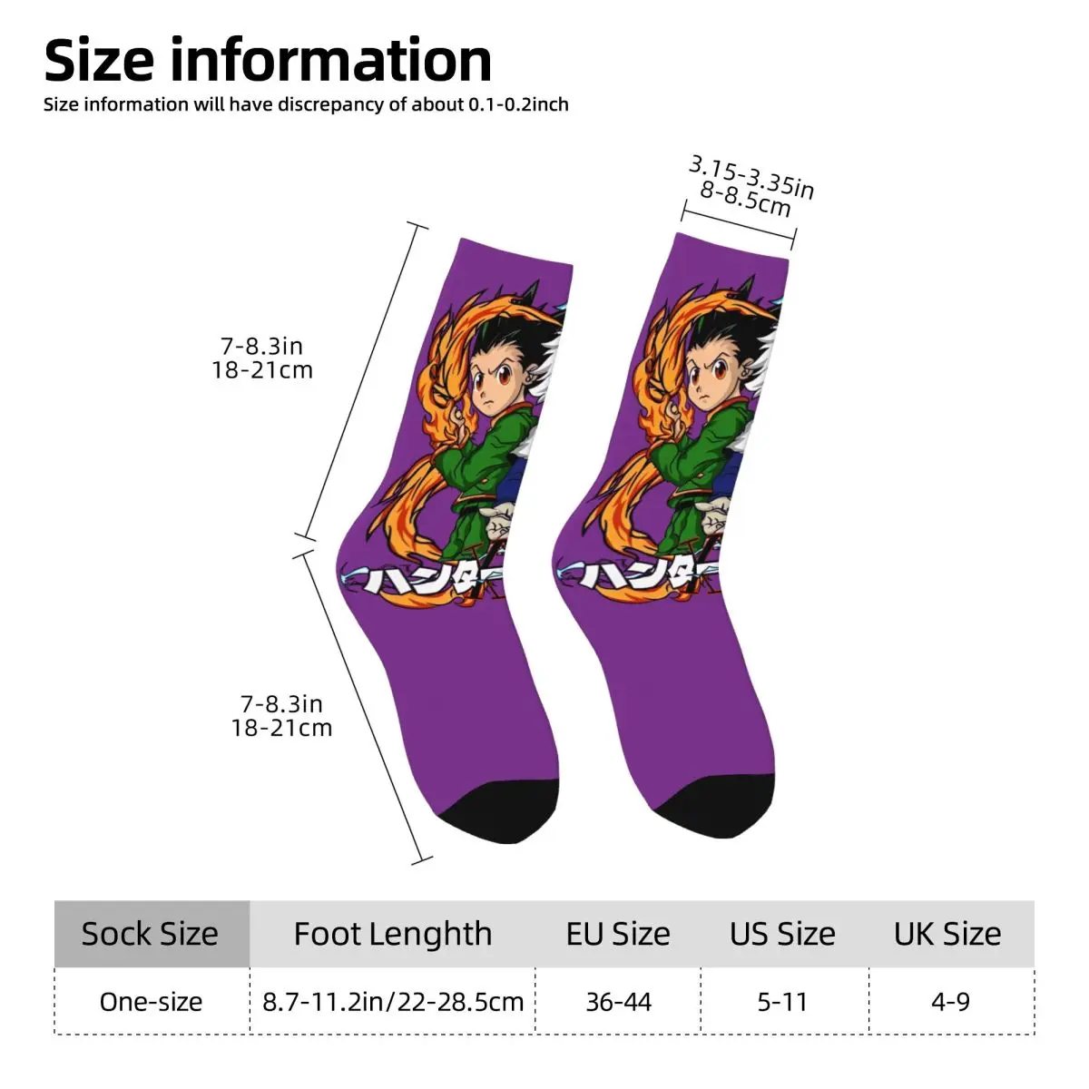 Killua The Assassin X-Hunters-X Stockings Men\'s Socks High Quality Trendy Socks Autumn Skateboard Non Slip Pattern Socks