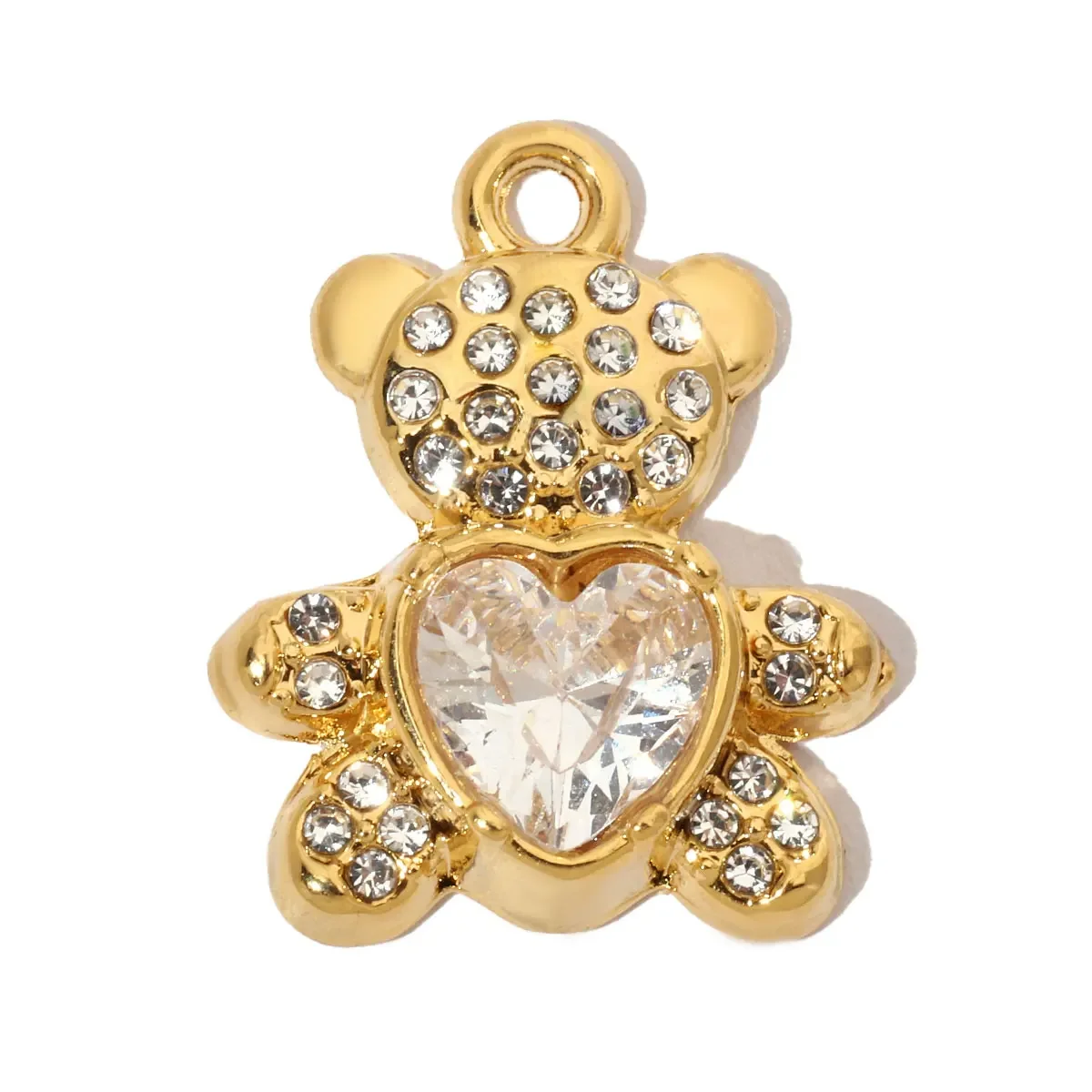 3pcs/Lot French Crystal Bear Paw Stainless Steel Bracelet Charms Women Enamel Heart Necklace Pendant Love Lock Jewelry