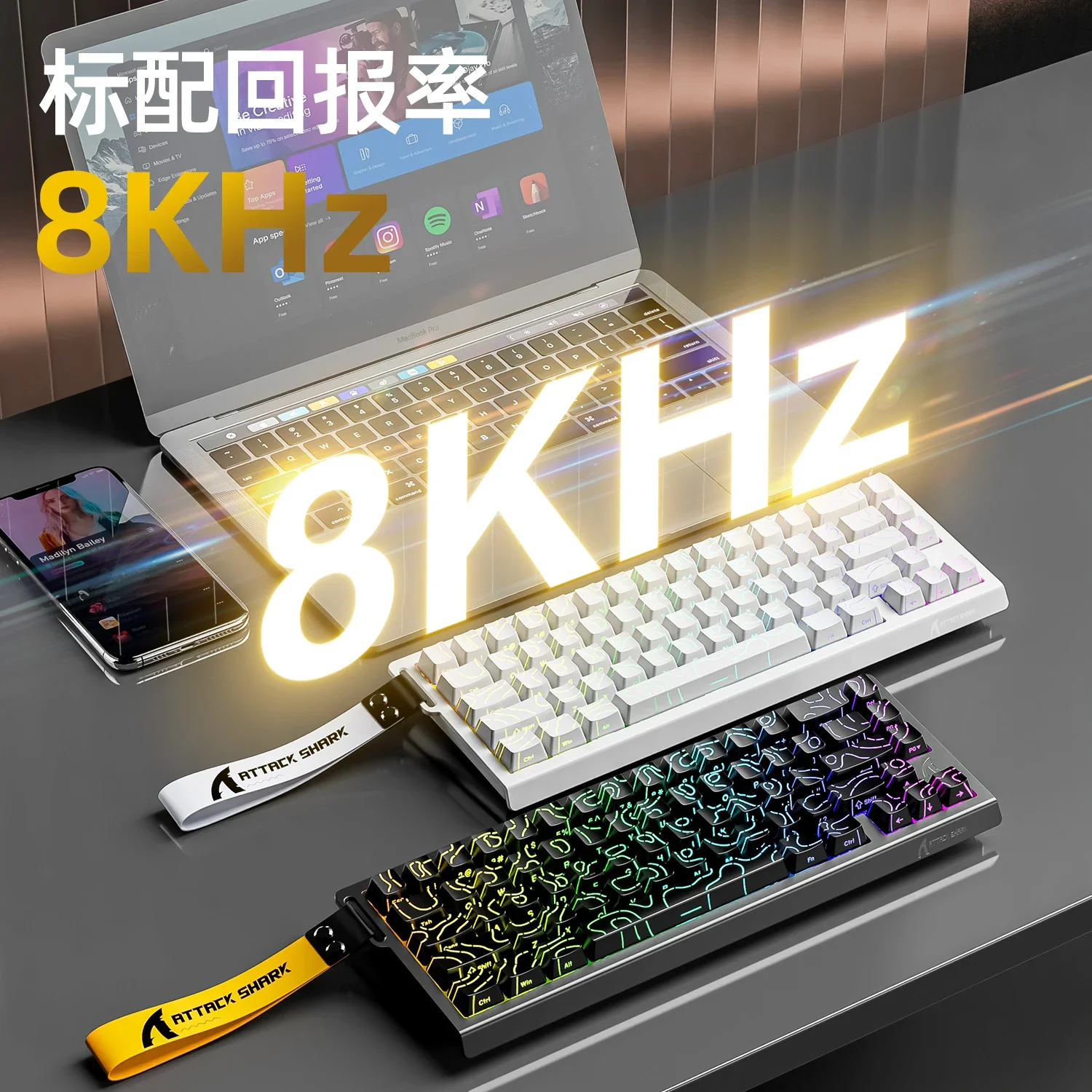 ATTACK SHARK X68HE لوحة المفاتيح المغناطيسية المخصصة Csgo VALORANT السلكية USB 128K ملحقات لوحة المفاتيح الميكانيكية ألعاب مكتب 8K Teclado