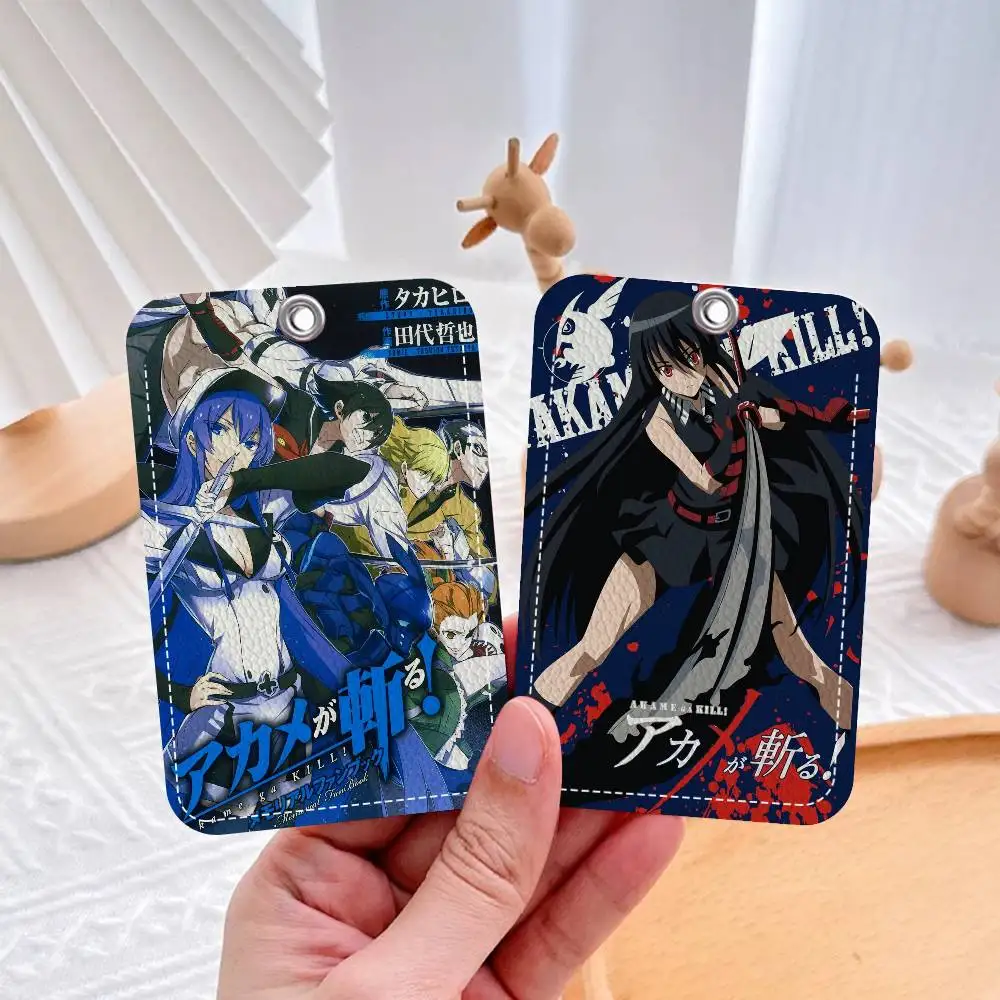 

Anime Akame Ga KILL Badge Holder Keychain For Bank Business Work Card Holder Student Card Protective Case Bus Card