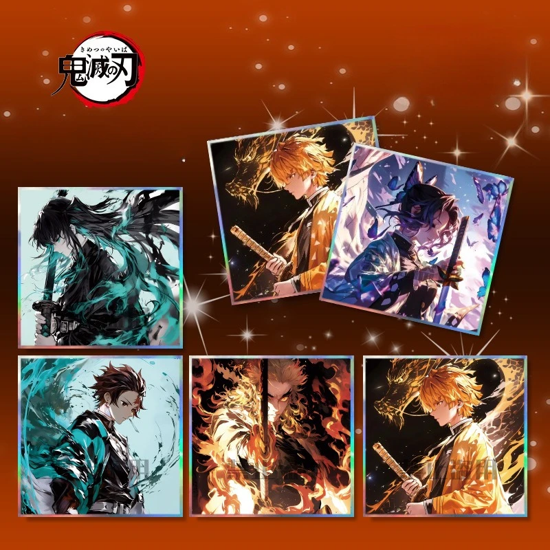 

Demon Slayer Laser Cards Tanjirou Anime Action Figures Cartoon Postcard Desktop Decorative Card Cute Toys Gift Anime Merchandise