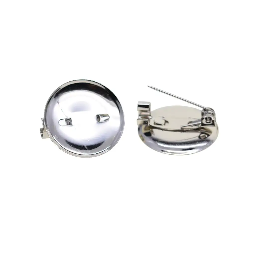 Brooch Base Pins Silver Metal Pin Back Button Sets Blank Lapel Pin for Matching Pin with Buckle Accessories