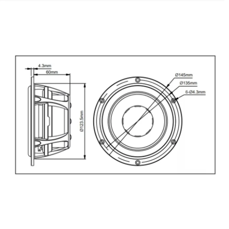 HiVi/الأصلي D5.4-II/D6.4MKII 5/6.5 ''Midrange رئيس سائق النيوديميوم المغناطيس الصب الألومنيوم الإطار 4ohm/80 واط OD = 145 مللي متر (1 قطعة)