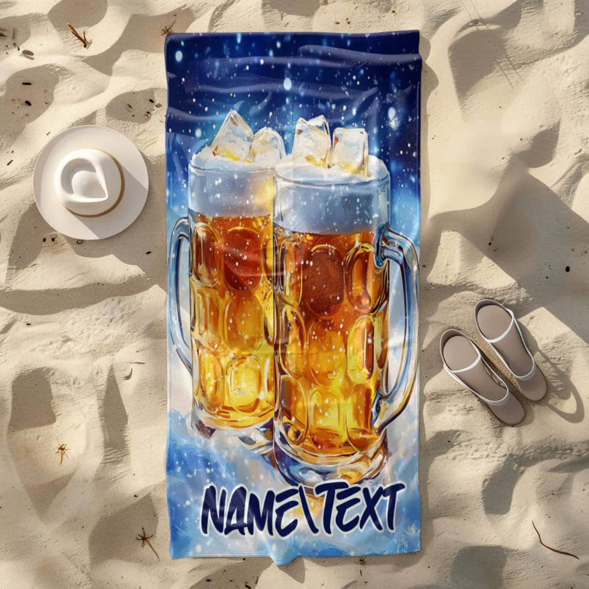 Custom Beer Mug Beach Towel Personalized Name Text Microfiber Bath Towels Soft Quick Dry Swimming Pool Lounger All Season Use