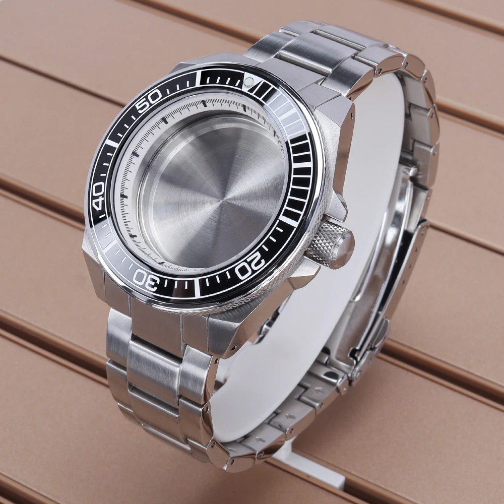 

43.8mm for Modified Samurai Diving Watch Case Bracelet Sapphire For 28.5mm Dial NH35 NH36 NH38 NH34 4R36 Movement Repair Parts