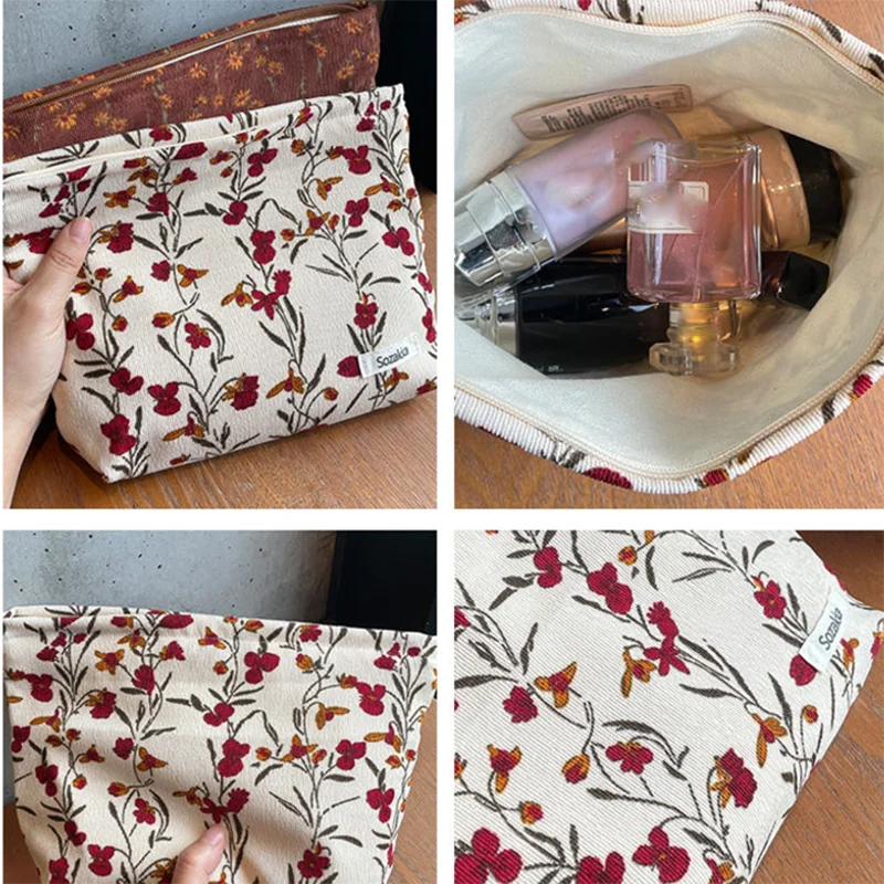 여성용 휴대용 코듀로이 빈티지 꽃 메이크업 가방, 여행 - Phone Accessories Wholesale In China 리뷰 및 가격