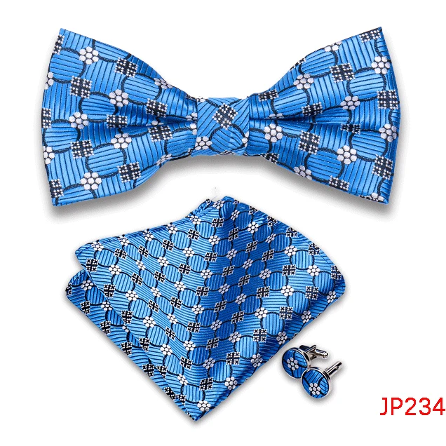 Klassische Herren Fliege Taschentuch Manschettenknöpfe Set Jacquard Fliege für Mann Hochzeit Business Schmetterling Knoten Geschenk Mann Zubehör – Detail 36