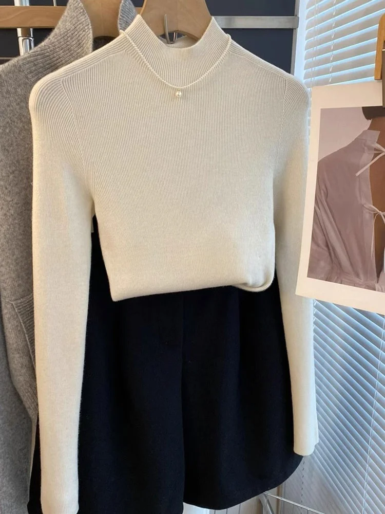 Koreanischer Sle Slim Fit Pure Color Simple Ele Base IRT 2025 Neuer Lazy Sle Top Damen Faion Strickpullover