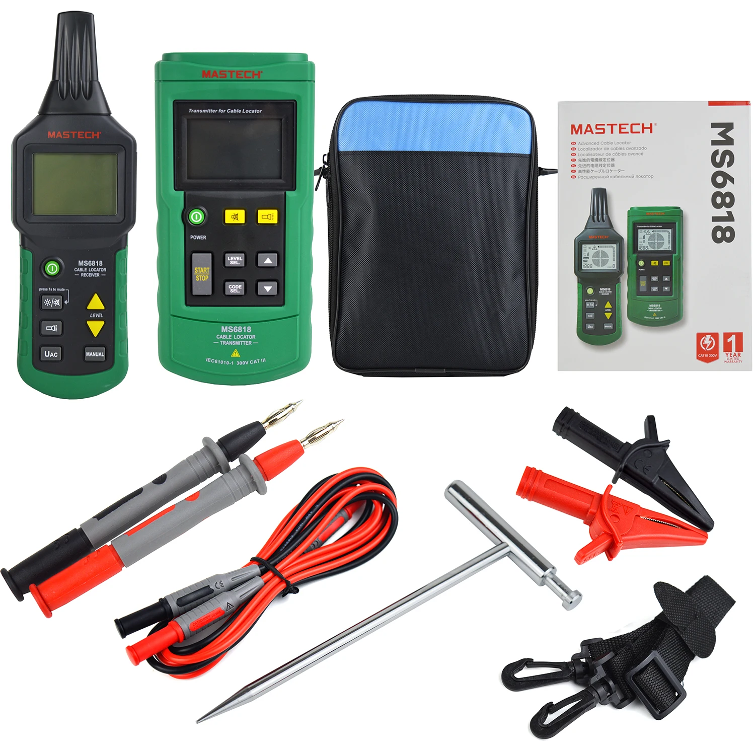 Imagem -05 - Testadores Profissionais Portáteis de Fios e Cabos Wire Cabo Tracker Metal Pipe Locator Detector Linha Tracker Tester Mastech-ms6818