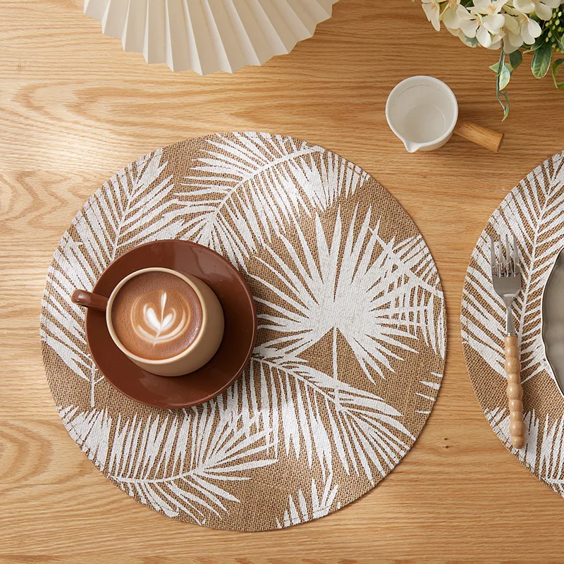 1/4pcs New Design Jute Natural Color Round Jute Placemats Heat Insulation
