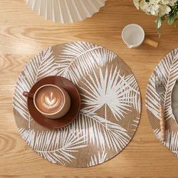 1/4pcs New Design Jute Natural Color Round Jute Placemats Heat Insulation