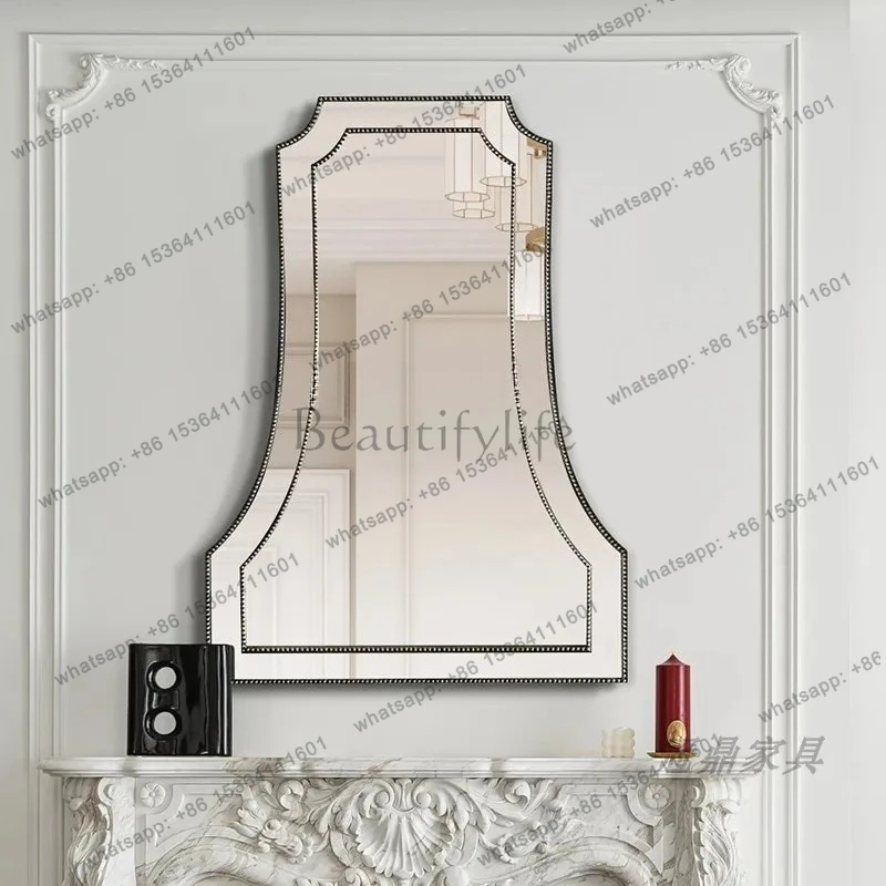 Neoclassical bathroom, bathroom, mirror, wall sink, special-shaped wall-mounted face wash, basin cabinet, makeup mirror