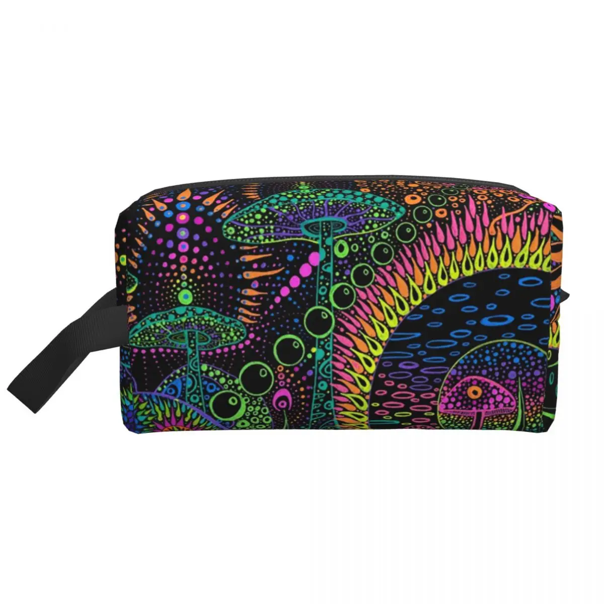 Magic Mushroom Trippy Psychedelic Neon Pastel Goth Toiletry Bag Cosmetic Makeup Organizer Ladies Beauty Storage Dopp Kit Case