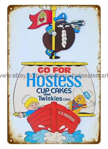 1981 Go for Hostess cup cakes Twinkies cake metal tin sign wall art designs