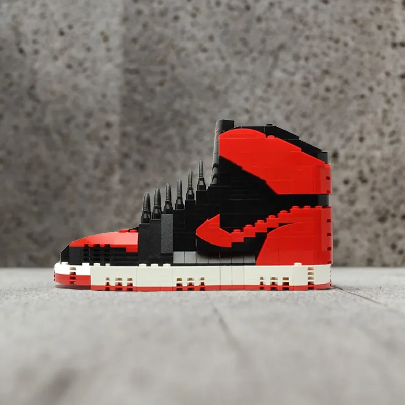

446 шт. Moc Nikesw Air Jordan 1 в стиле ретро с высокой четкостью «запашенные» креативные детские кирпичные игрушки, строительные блоки на день рождения, рождественский подарок