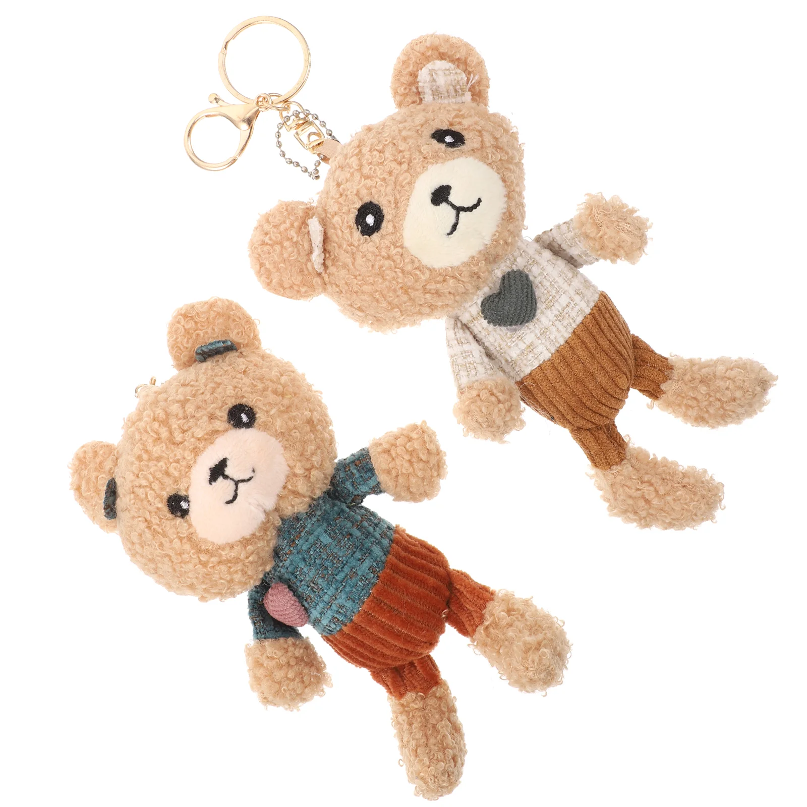 2 Pcs Duckling Keychain Plush Fob Filling Ornaments Bear Handbags Charms Pp Cotton Backpack Miss