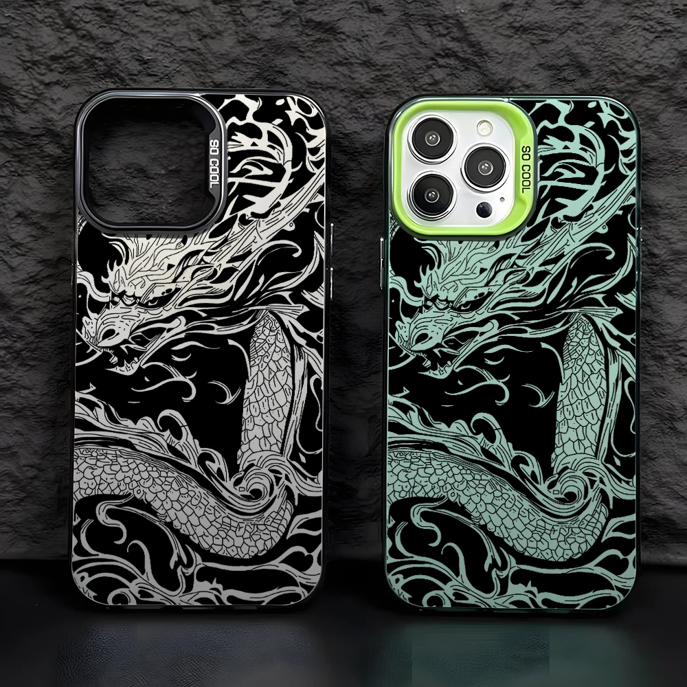 

Black Dragon Chinese Loong Phone Case for Vivo Y50 Y36 Y33s Y30 Y22 Y21 V40 V30 SE V29E V29 V25 V23 S17 Pro 5G Matte Hard Cover